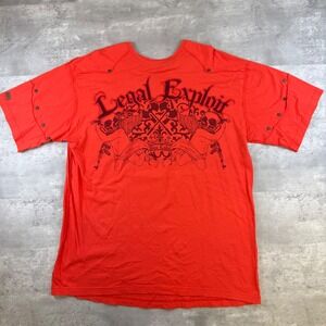 Blac Label Premium Legal Exploit Graphic T-Shirt Studded Orange Red Mens 3X Y2K
